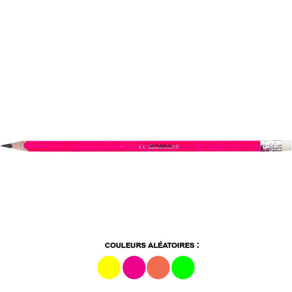 Crayon graphite - HB - Embout gomme - Corps triangulaire fluos - Kores