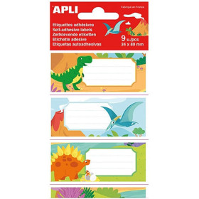 photo-Etiquettes scolaires - Pour cahiers, livres - Dinosaures - 34x80mm - 9 étiquettes