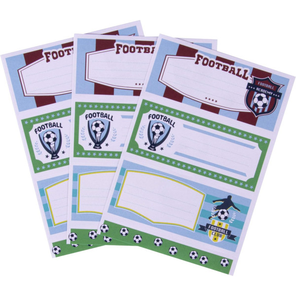 Etiquettes scolaires - Pour cahiers, livres - Football - 34x80mm - 9 étiquettes