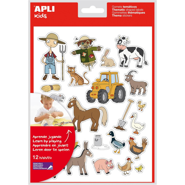 photo-Gommettes - La ferme - Animaux, fermier, tracteur - Enfant - 3 feuilles
