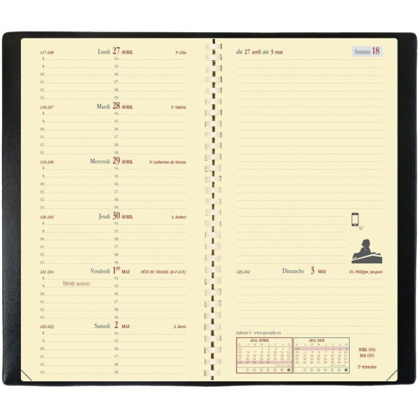 Agenda Semainier 2027 Italnote S - 8,8 X 17 Cm - Noir - Quo Vadis