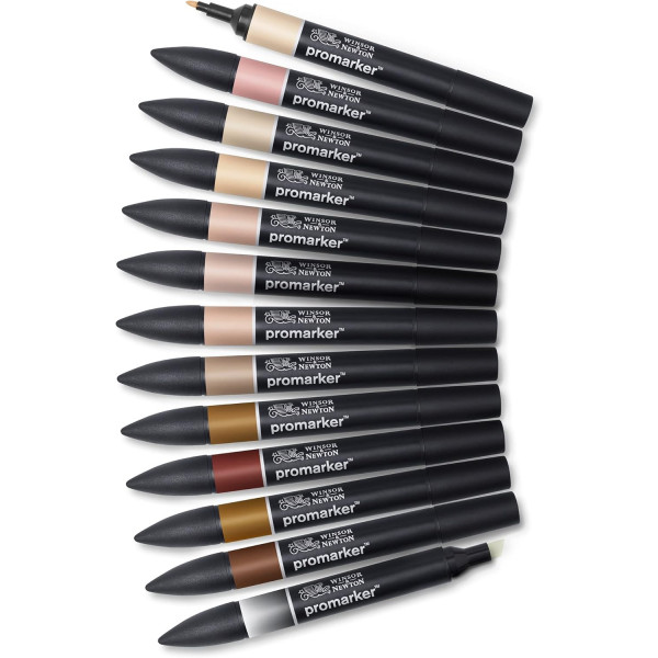 Feutres - Promarker - 12 couleurs - Teintes chair - Winsor et Newton - Dessin - Illustration