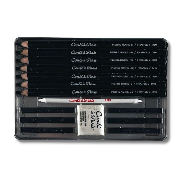 Crayons - Carrés pierre noire - Dessin - Beaux-arts - Conté à Paris - 15 pièces