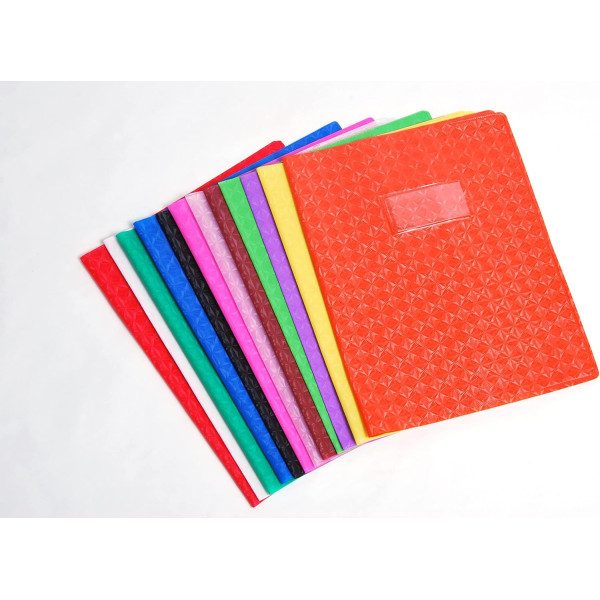 Protège-cahier - 24x32cm - Rouge - Polypro - Motif losange - Résistant