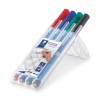 4 feutres - Non permanent - Effaçable à sec - Pointe moyenne - Noir, vert, bleu, rouge - Lumocolor - Staedtler