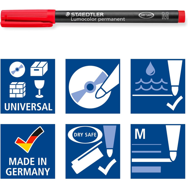 8 feutres - Indélébile - Permanent - Pointe moyenne - Lumocolor - Staedtler