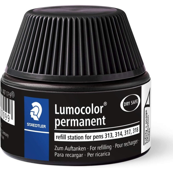 photo - Flacon de recharge pour feutre permanent - Noir - Lumocolor - Staedtler