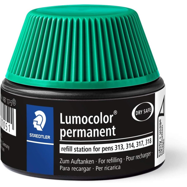 photo - Flacon de recharge pour feutre permanent - Vert- Lumocolor - Staedtler