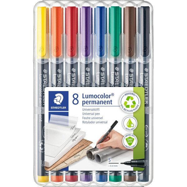 photo - 8 feutres - Indélébile - Permanent - Pointe fine - Lumocolor - Staedtler