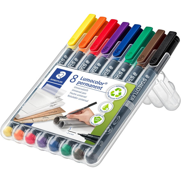8 feutres - Indélébile - Permanent - Pointe fine - Lumocolor - Staedtler