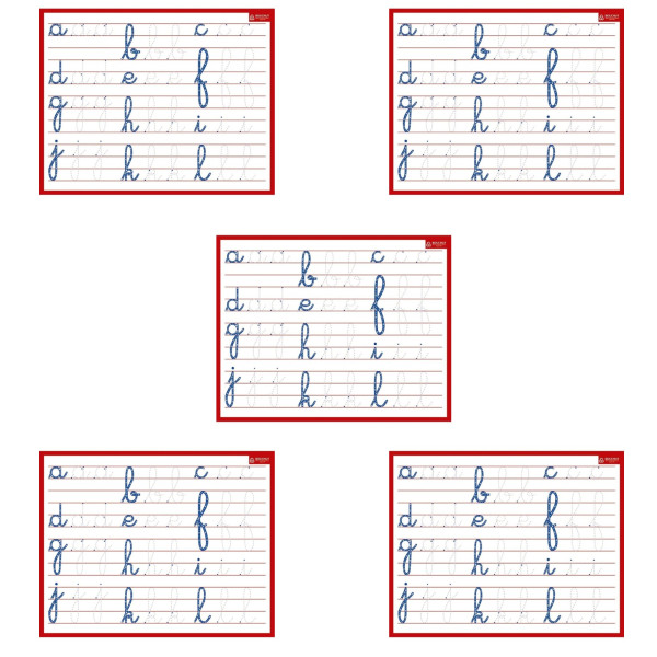 Lot de 5 ardoises effaçables - 2 faces - Lettres de l'alphabet - 21x26,5cm - Scolaire