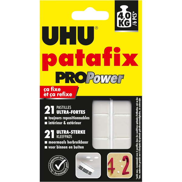 photo - Patafix - UHU - Ultra forte - Jusqu'à 3 kg - 21 pastilles - Patafix ProPower