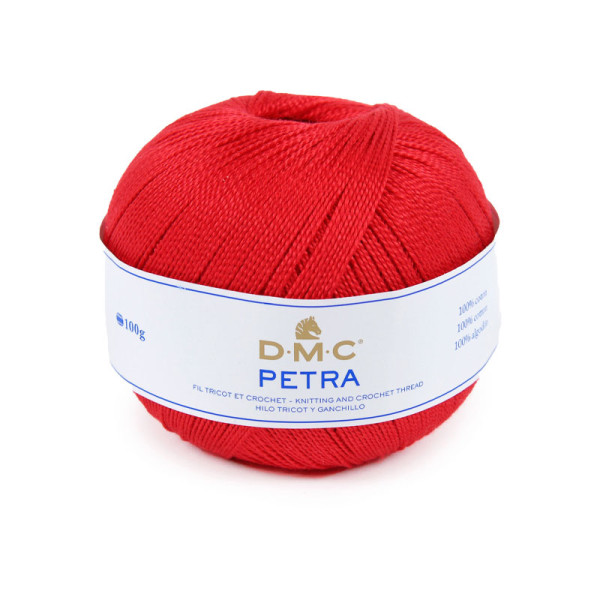 photo-Pelote de laine - 100% coton - Rouge - 5321 - DMC - Petra - Grosseur 5