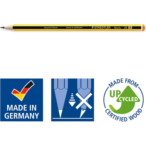 2 crayons graphite - 2B - Bois recyclé - Staedtler - Noris