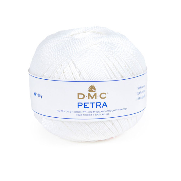 PHOTO-Pelote de laine - 100% coton - Blanc - B5200 - DMC - Petra - Grosseur 8
