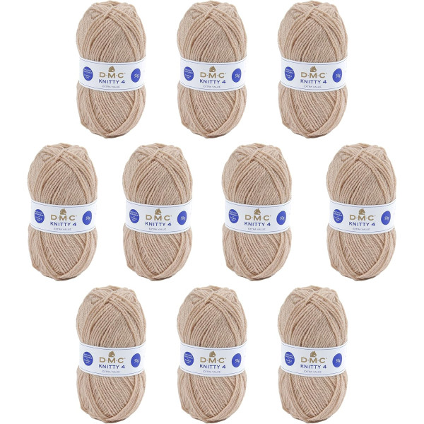 photo-10 pelotes - 100% acrylique - Beige - 964 - 50g - 140m - DMC - Knitty 4 - Tricot