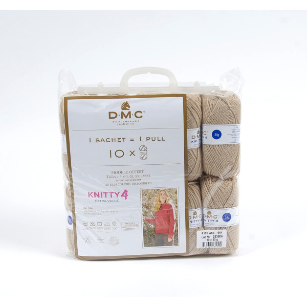 10 pelotes - 100% acrylique - Beige - 964 - 50g - 140m - DMC - Knitty 4 - Tricot