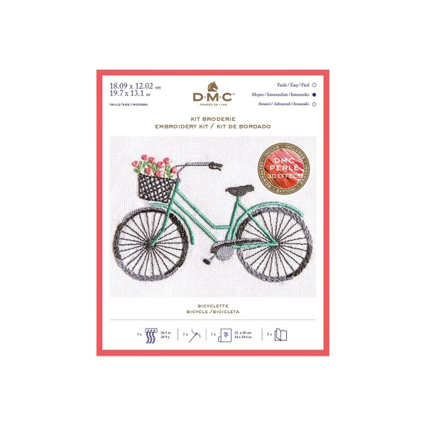 photo-Kit broderie - Bicyclette - DMC - Toile, aiguille et fils - Niveau avancé