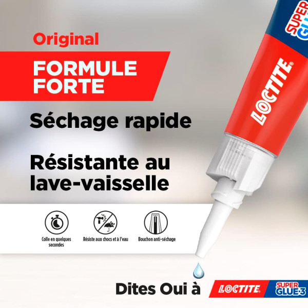 Lot de 3 super glue-3 - Liquide - 3x1g - Loctite
