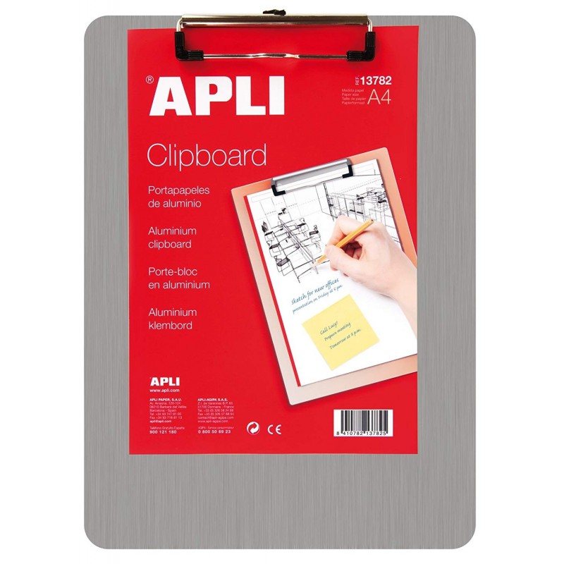 photo-Porte-bloc - Pour documents A4 - Clip métal - En aluminium - Apli