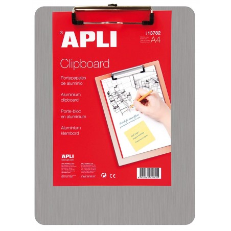 photo-Porte-bloc - Pour documents A4 - Clip métal - En aluminium - Apli