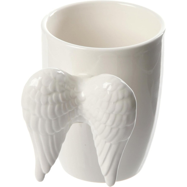 photo - Mug - Tasse - Avec anse en forme d'ailes d'ange - Blanc - Céramique - Idées cadeaux