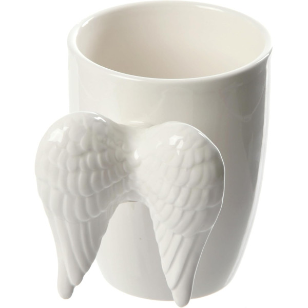 Mug - Tasse - Avec anse en forme d'ailes d'ange - Blanc - Céramique - Idées cadeaux
