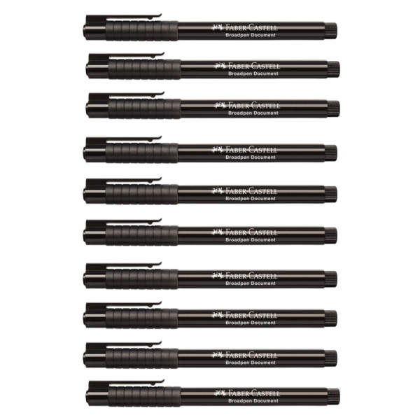 photo - Lot de 10 feutres - Noir - Indélébile - 0,8mm - Broadpen document - Faber-Castell