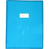 Grand protège cahier - 24x32cm - Bleu transparent - Avec porte étiquette