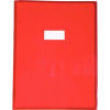 photo - Grand protège cahier - 24x32cm - Rouge transparent - Avec porte étiquette