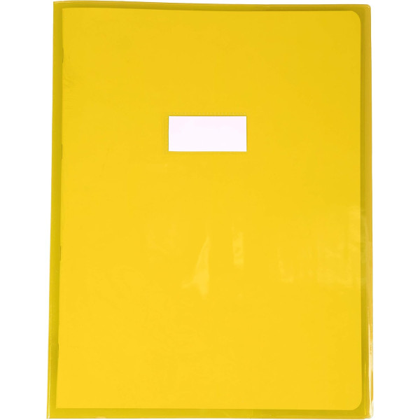 photo - Grand protège cahier - 24x32cm - Jaune transparent - Avec porte étiquette