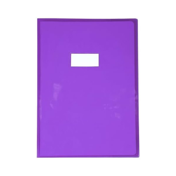 photo - Protège cahier - A4 - 21x29,7cm - Mauve transparent - Avec porte étiquette