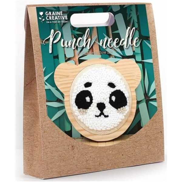 photo-Kit créatif - Punch needle - Panda - 15cm diamètre - Accessoires inclus - Graine créative