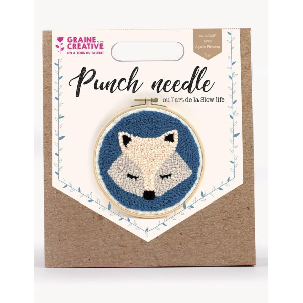photo-Kit créatif - Punch needle - Renard - 20cm diamètre - Accessoires inclus - Graine créative