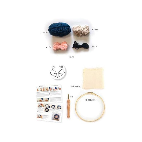 Kit créatif - Punch needle - Renard - 20cm diamètre - Accessoires inclus - Graine créative