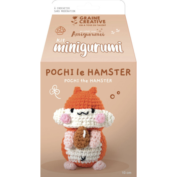 photo-Kit crochet - Pochi le Hamster - Amigurumei - Accessoires inclus - Graine créative