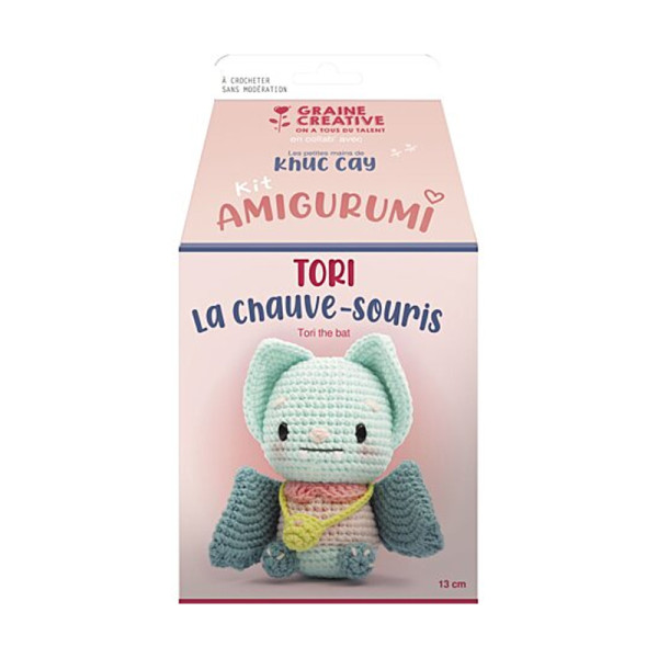 photo-Kit crochet - Tori, la chauve souris - Amigurumei - Accessoires inclus - Graine créative