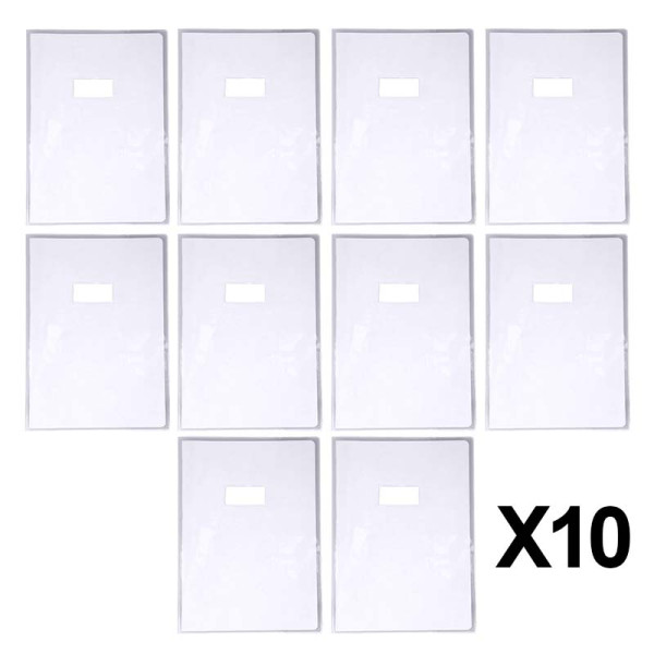 photo - Lot de 10 protège-cahiers - A4 - 21x29,7cm - Épaisseur 12/100ème - Incolore - Avec porte étiquette