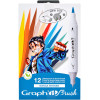 photo-Marqueurs à alcool - Double pointe brush - Dessin, illustration, manga - 12 couleurs - Graph'it