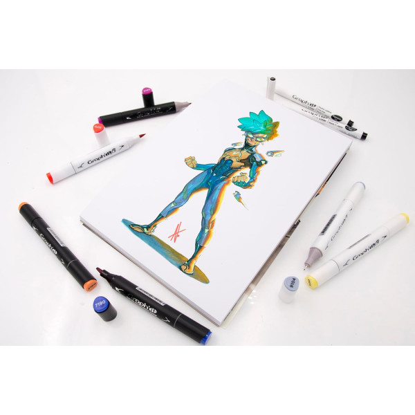 Bloc dessin - Pour marqueurs à alcool - A4 - 25 feuilles - 300g - Manga - Graph'it