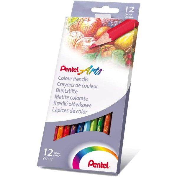 photo-12 crayons de couleur - Coloriage - Corps en bois - Loisirs créatifs - Pentel Arts