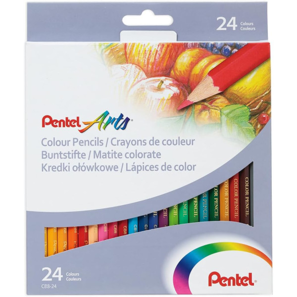 photo-24 crayons de couleur - Coloriage - Corps en bois - Loisirs créatifs - Pentel Arts