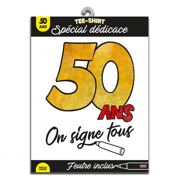 photo-T-shirt à dédicacer - Anniversaire 50 ans - Avec feutre inclus - Taille unique