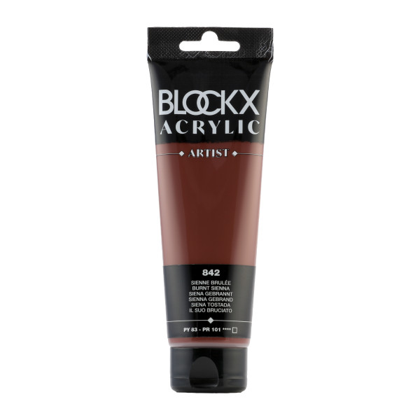 photo-Peinture acrylique - Sienne brûlée - 842 - BLOCKX Artist - Qualité beaux-arts - Tube 120ml