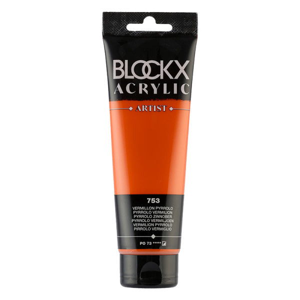 photo-Peinture acrylique - Vermillon pyrrolo - 753 - BLOCKX Artist - Qualité beaux-arts - Tube 120ml