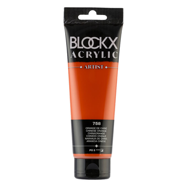 photo-Peinture acrylique - Orange de Chine - 758 - BLOCKX Artist - Qualité beaux-arts - Tube 120ml