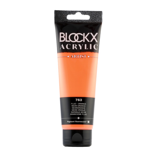 photo-Peinture acrylique - Orange fluo - 763 - BLOCKX Artist - Qualité beaux-arts - Tube 120ml