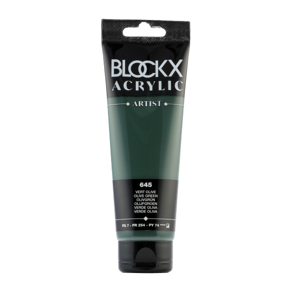 photo-Peinture acrylique - Vert olive - 645 - BLOCKX Artist - Qualité beaux-arts - Tube 120ml
