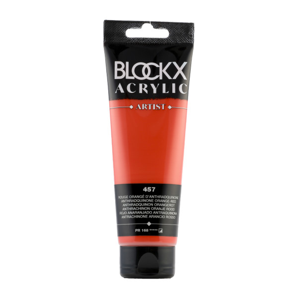 photo-Peinture acrylique - Rouge orangé anthradquinone - 457 - BLOCKX Artist - Qualité beaux-arts - Tube 120ml