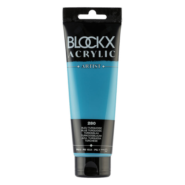 photo-Peinture acrylique - Bleu turquoise - 280 - BLOCKX Artist - Qualité beaux-arts - Tube 120ml